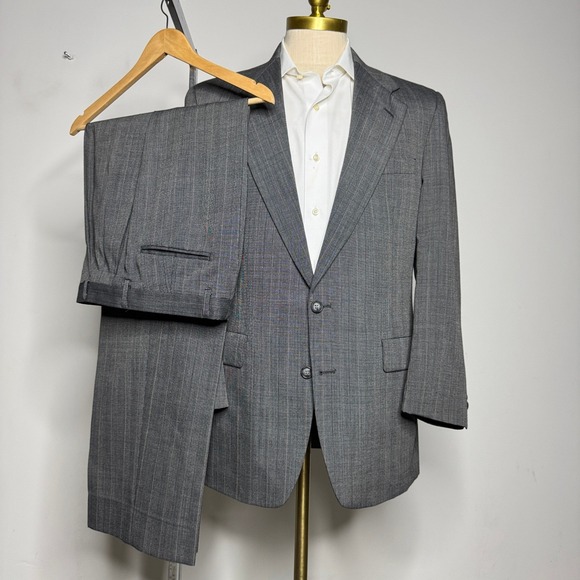 Palm Beach Other - Palm Beach Suit Mens 40R 31x30 Grey Pinstripe Vintage 2-Piece Wool Blend USA